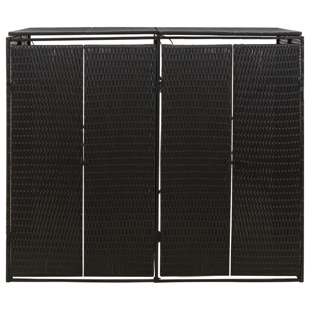 Mülltonnenbox für 2 Tonnen Schwarz 140x80x117 cm Poly Rattan