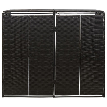 Mülltonnenbox für 2 Tonnen Schwarz 140x80x117 cm Poly Rattan
