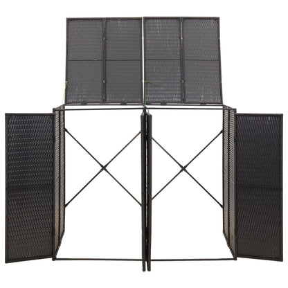 Mülltonnenbox für 2 Tonnen Schwarz 140x80x117 cm Poly Rattan