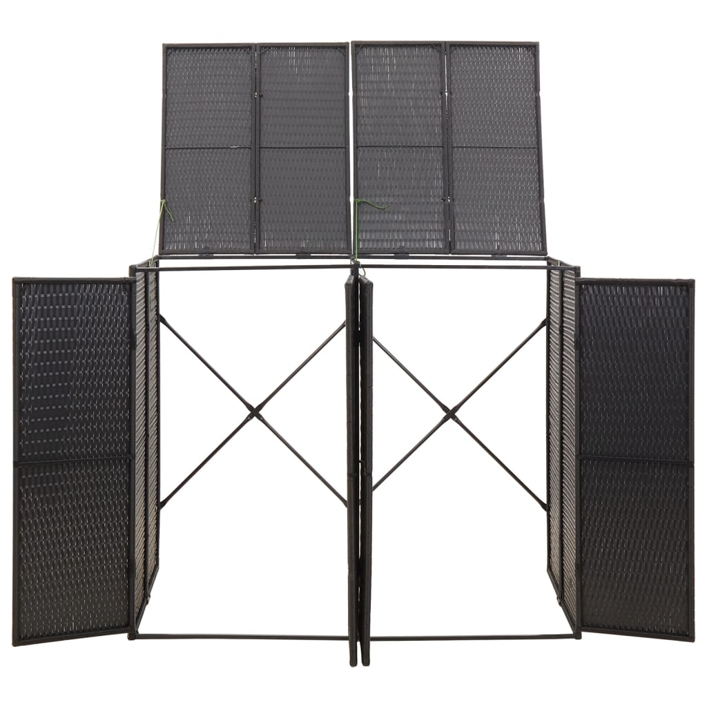 Mülltonnenbox für 2 Tonnen Schwarz 140x80x117 cm Poly Rattan
