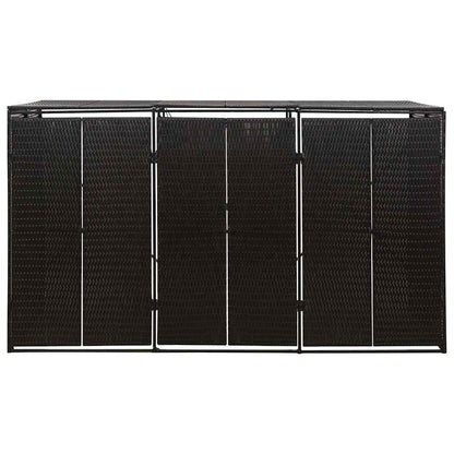 Mülltonnenbox für 3 Tonnen Schwarz 207x80x117 cm Poly Rattan