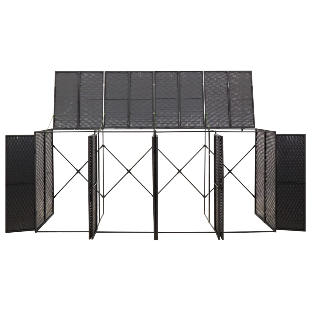 Mülltonnenbox für 4 Tonnen Schwarz 274x80x117 cm Poly Rattan