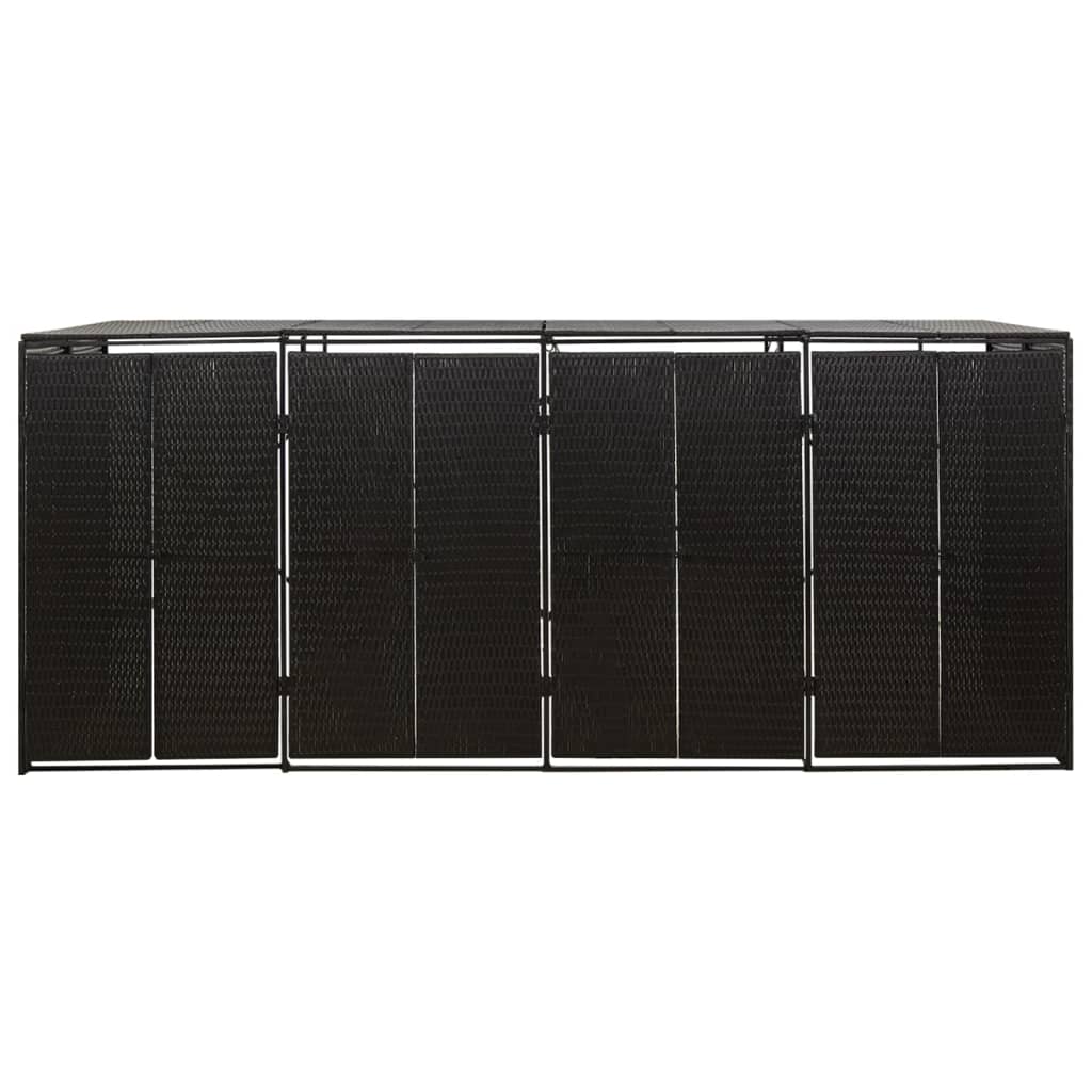 Mülltonnenbox für 4 Tonnen Schwarz 274x80x117 cm Poly Rattan