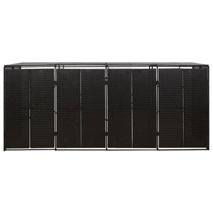 Mülltonnenbox für 4 Tonnen Schwarz 274x80x117 cm Poly Rattan