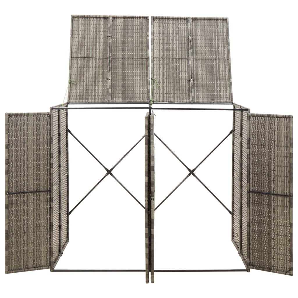 Mülltonnenbox für 2 Tonnen Grau 140x80x117 cm Poly Rattan