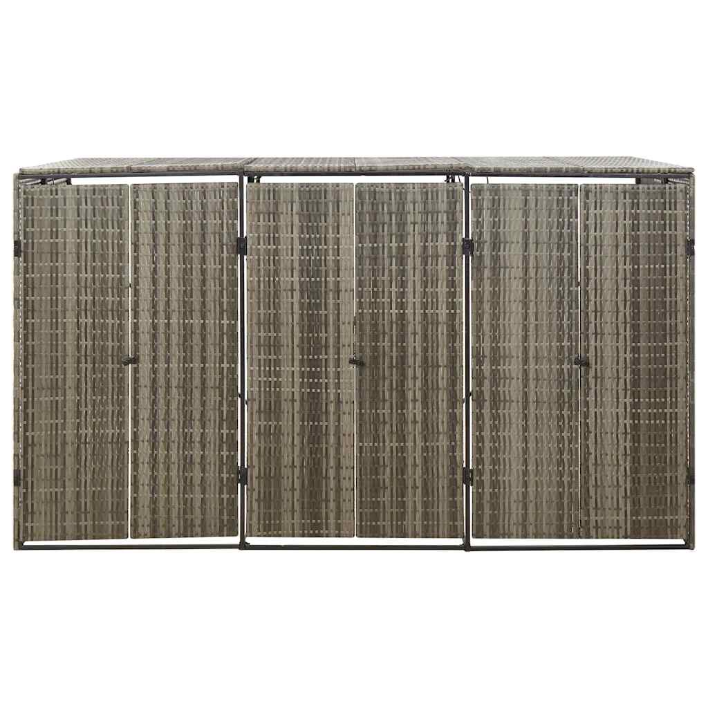 Mülltonnenbox für 3 Tonnen Grau 207x80x117 cm Poly Rattan