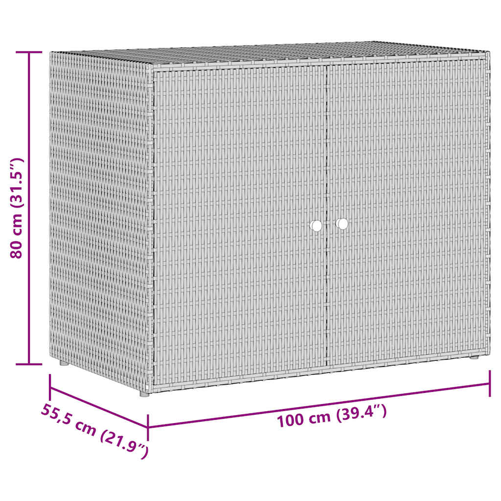 Gartenschrank Schwarz 100 x 55,5 x 80 cm Poly Rattan