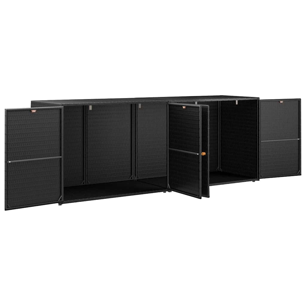 Gartenschrank Schwarz 198 x 55,5 x 80 cm Poly Rattan