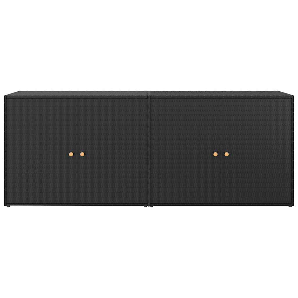 Gartenschrank Schwarz 198 x 55,5 x 80 cm Poly Rattan