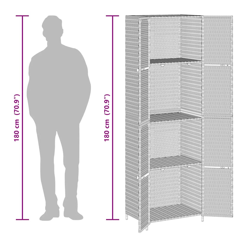 Gartenschrank Schwarz 59x40x180 cm Poly Rattan