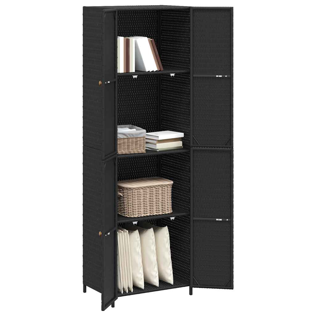 Gartenschrank Schwarz 59x40x180 cm Poly Rattan