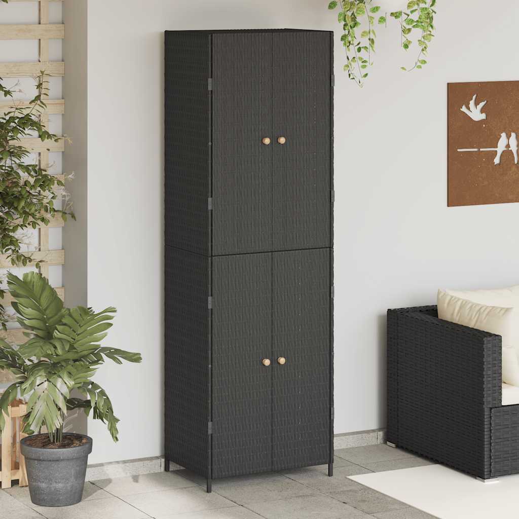 Gartenschrank Schwarz 59x40x180 cm Poly Rattan
