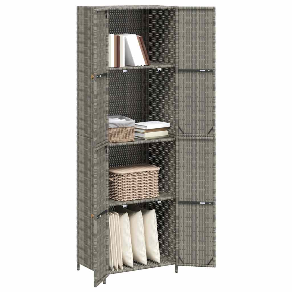 Gartenschrank Grau 59x40x180 cm Poly Rattan