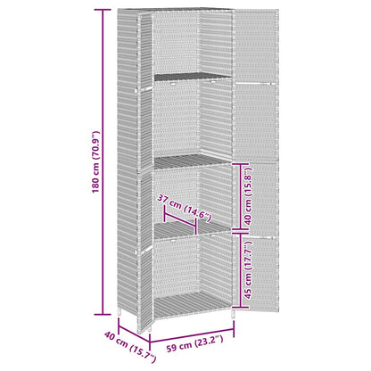 Gartenschrank Grau 59x40x180 cm Poly Rattan