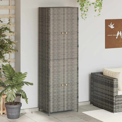 Gartenschrank Grau 59x40x180 cm Poly Rattan