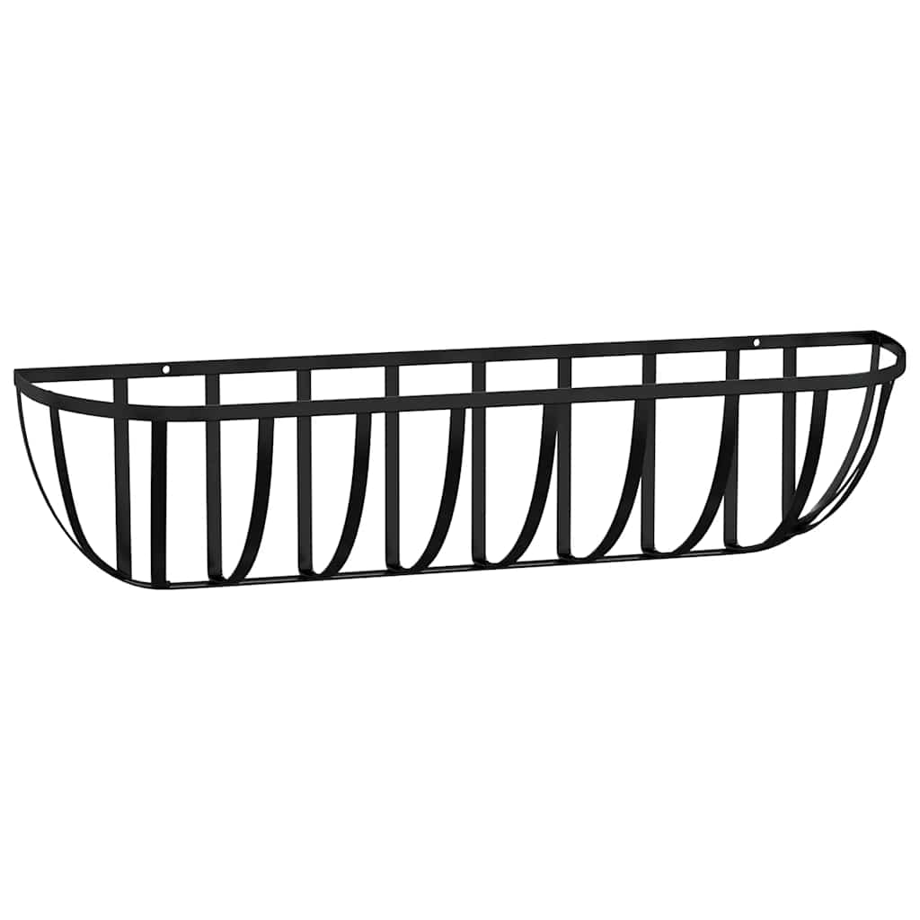 Wand-Pflanzkörbe 2 Stk. Kokoseinlage Schwarz 61x19x16 cm Stahl