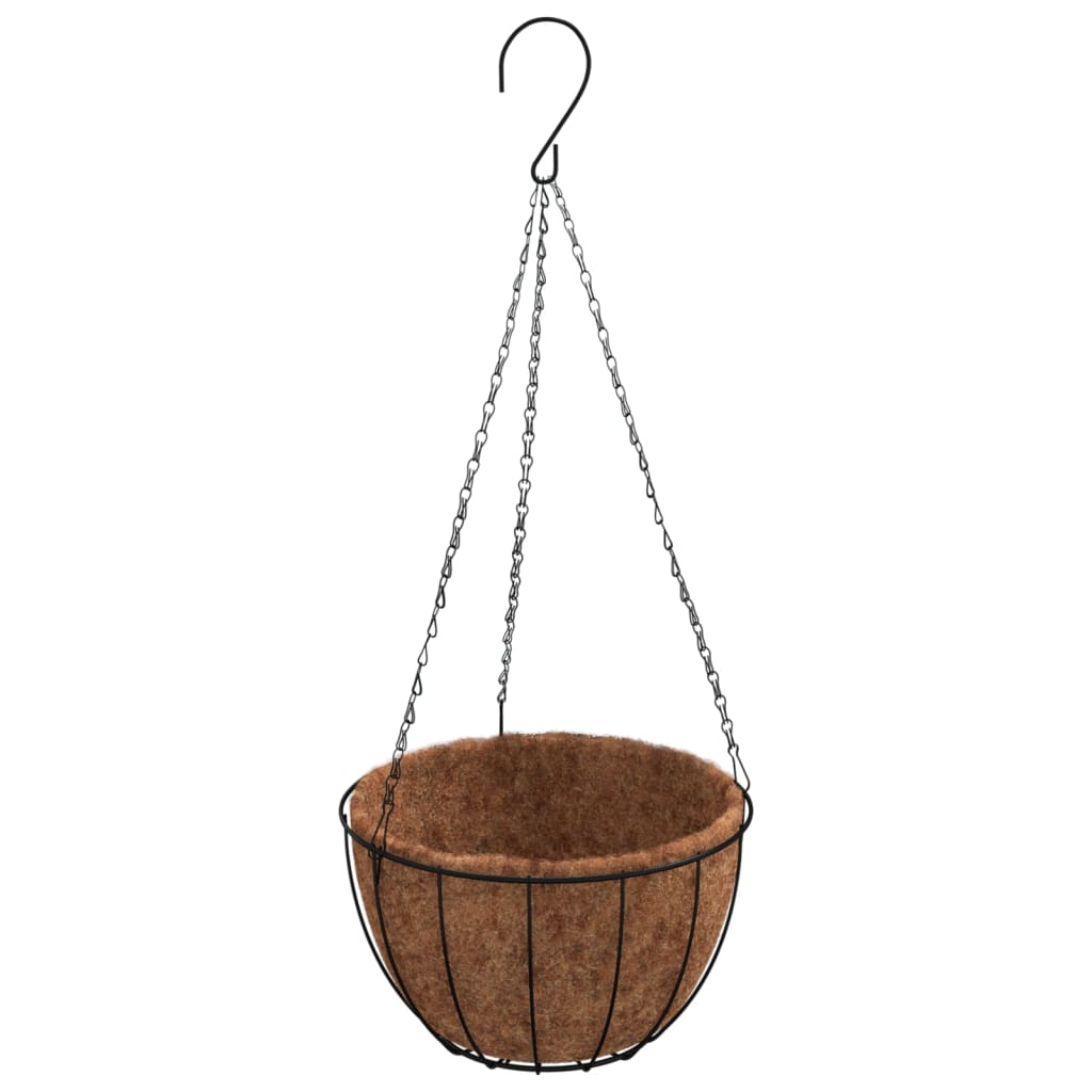 Pflanzampeln 4 Stk. mit Kokoseinlagen Schwarz Ø 40x63 cm Stahl