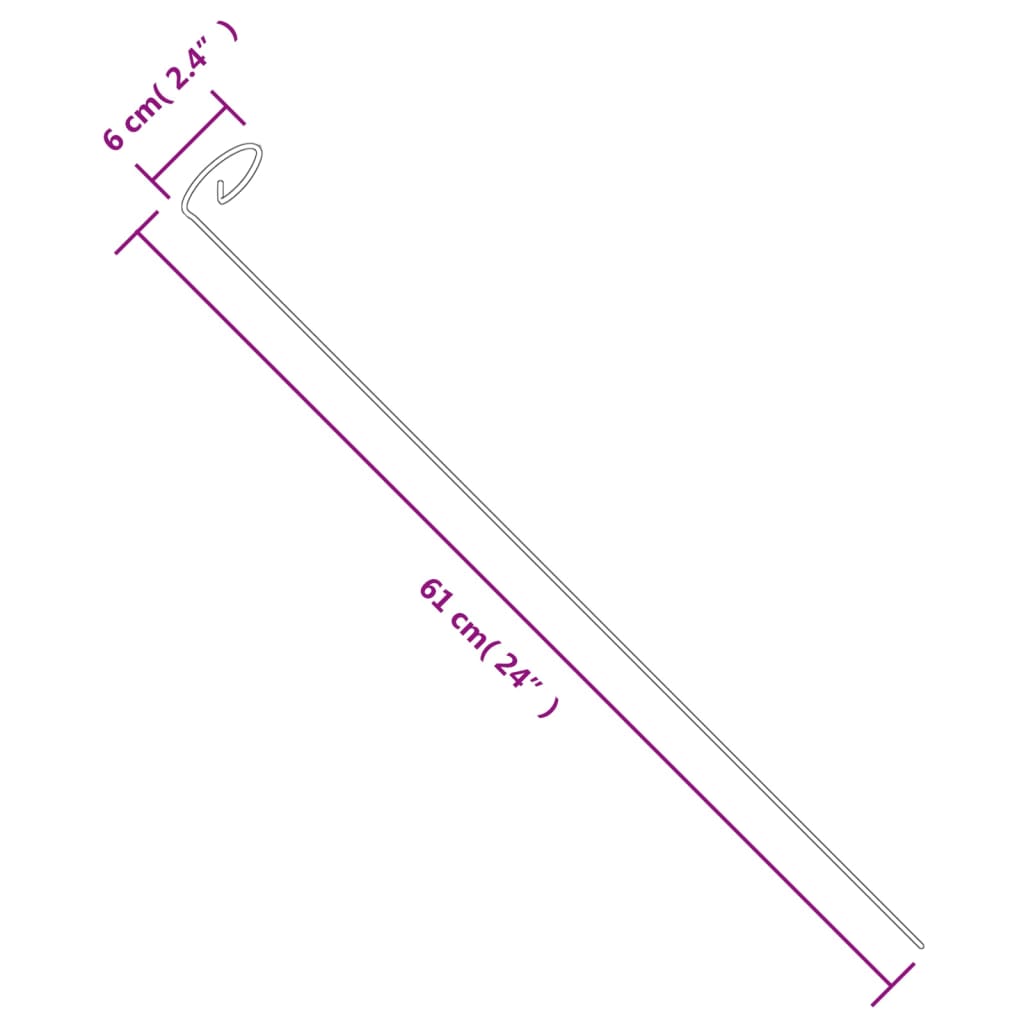 Pflanzenstützen 20 Stk. Dunkelgrün 61 cm Stahl