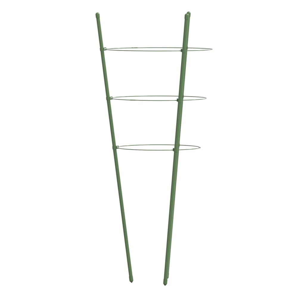 Pflanzenstützen mit 3 Ringen 5 Stk. Grün 75 cm Stahl