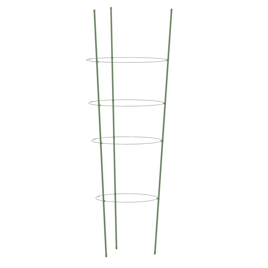 Pflanzenstützen mit 4 Ringen 5 Stk. Grün 90 cm Stahl
