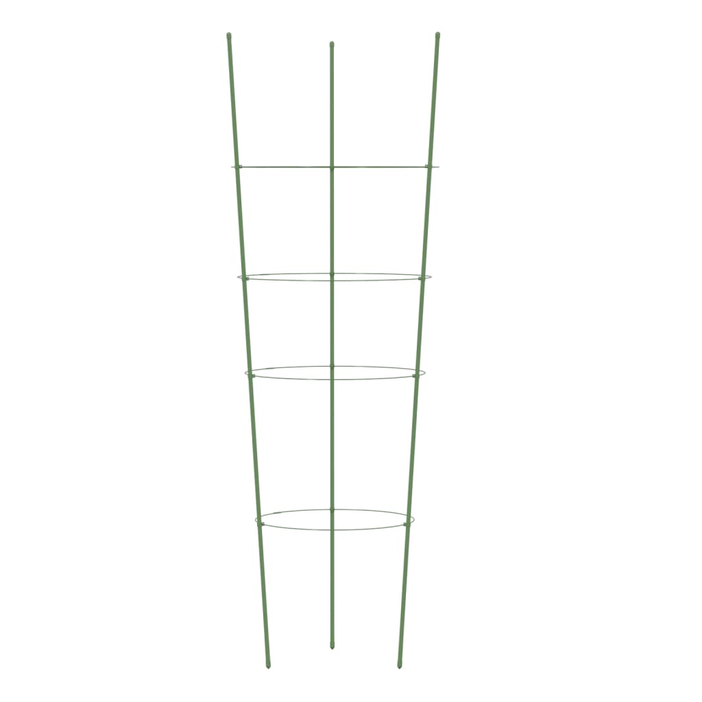 Pflanzenstützen mit 4 Ringen 5 Stk. Grün 90 cm Stahl