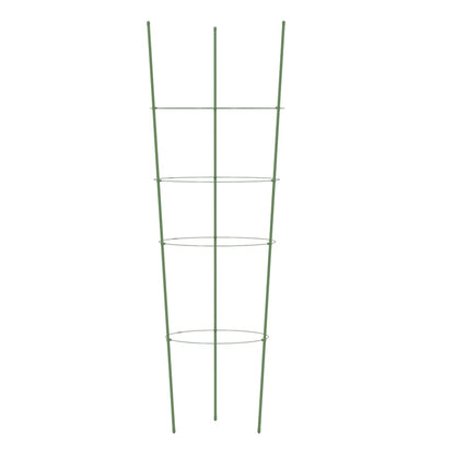 Pflanzenstützen mit 4 Ringen 5 Stk. Grün 90 cm Stahl