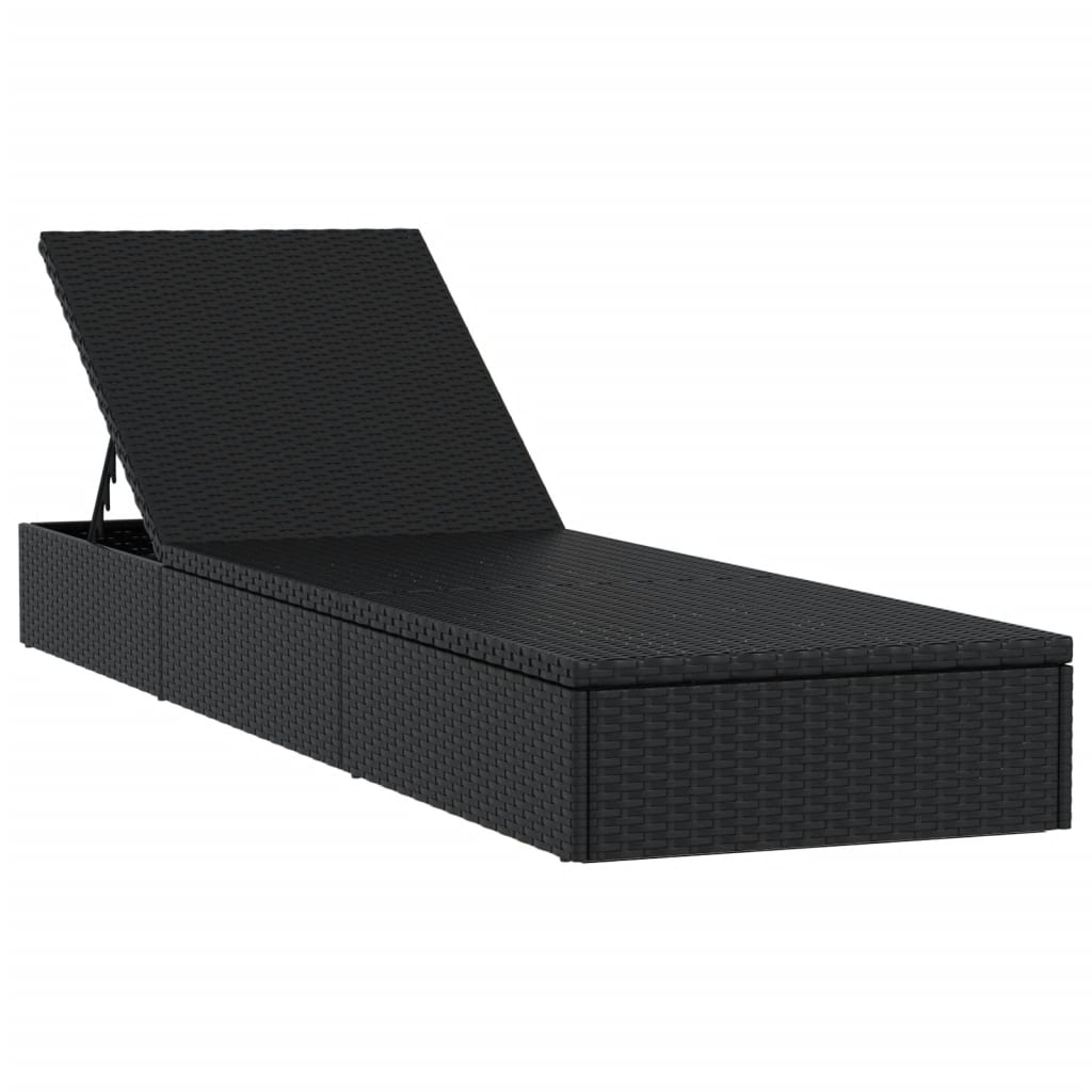 Sun lounger 1 pc. with cushion black 201x55x62 cm poly rattan