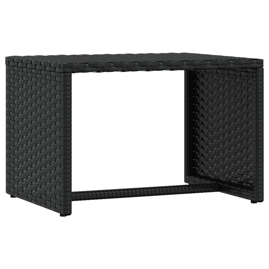 Sun lounger 1 pc. with table black poly rattan