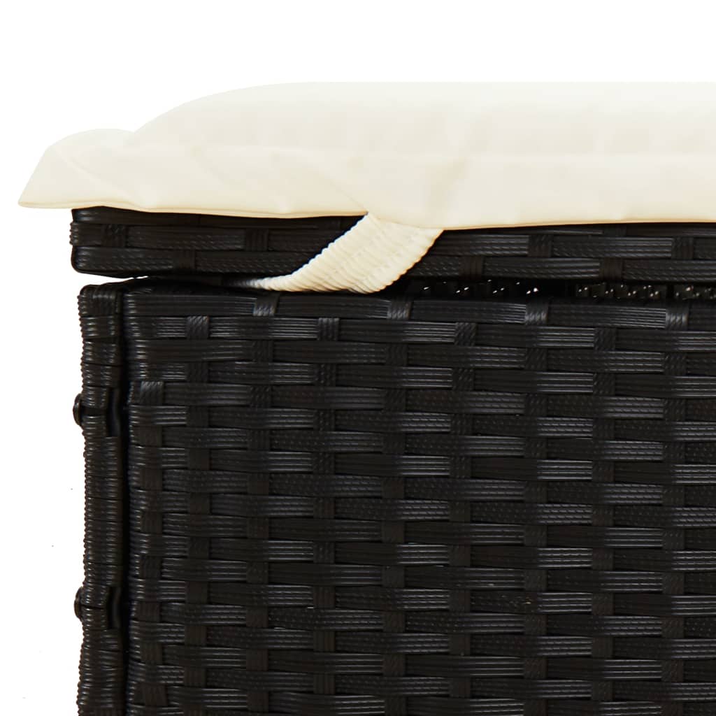 Bain de soleil avec toit pliant noir 213x63x97 cm en résine tressée