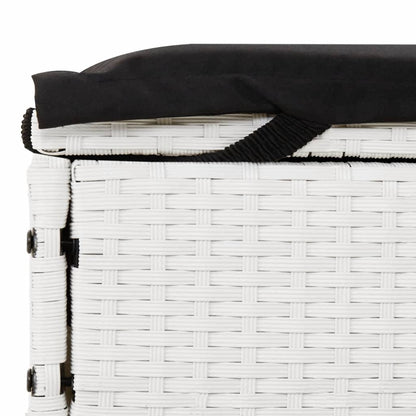 Sonnenliege für 2 Personen mit Kissen Weiß Poly Rattan