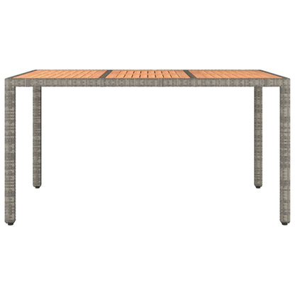 Gartentisch mit Holzplatte Grau Poly Rattan & Massivholz Akazie