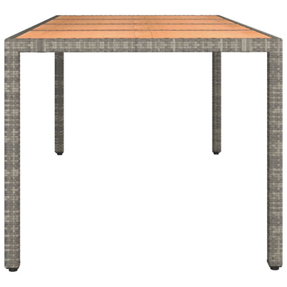 Gartentisch mit Holzplatte Grau Poly Rattan & Massivholz Akazie