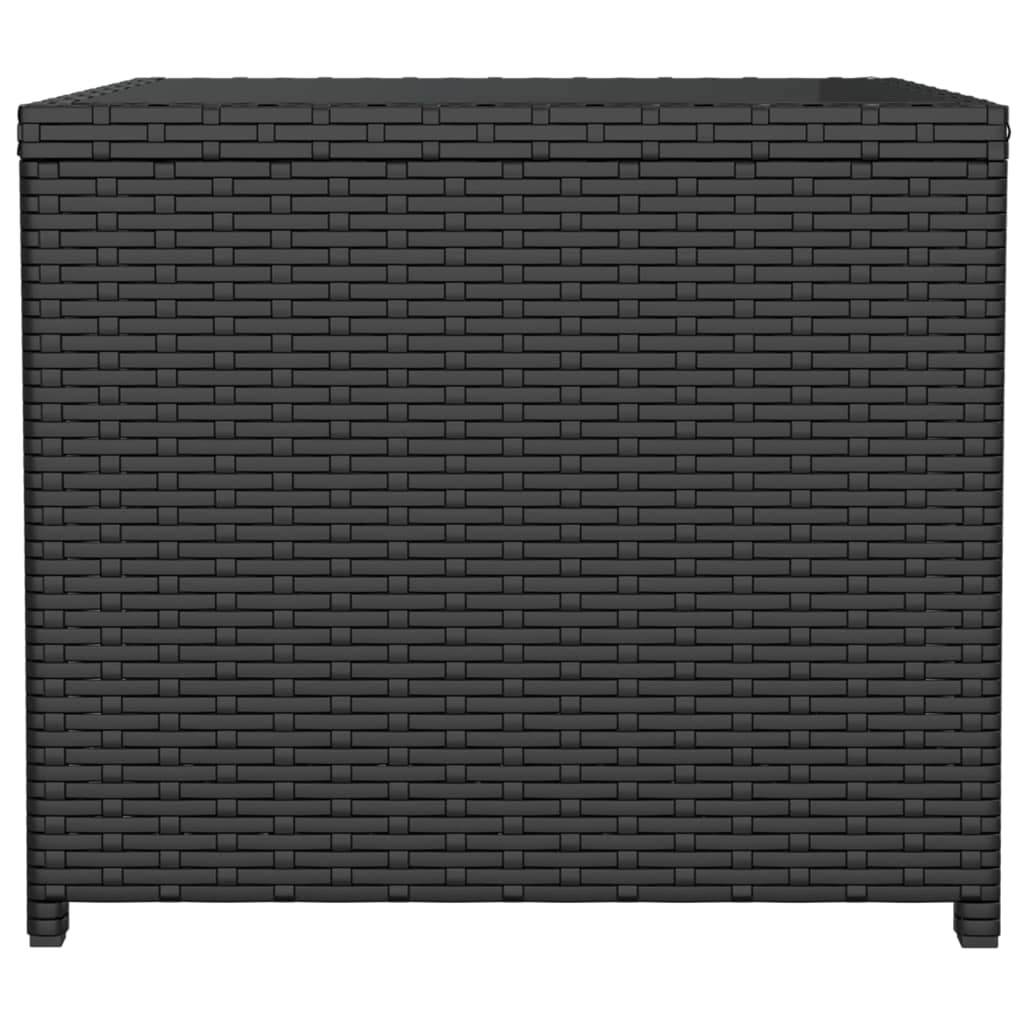 Beistelltisch mit Glasplatte Schwarz Poly Rattan & Hartglas