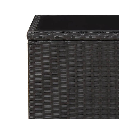 Beistelltisch mit Glasplatte Schwarz Poly Rattan & Hartglas