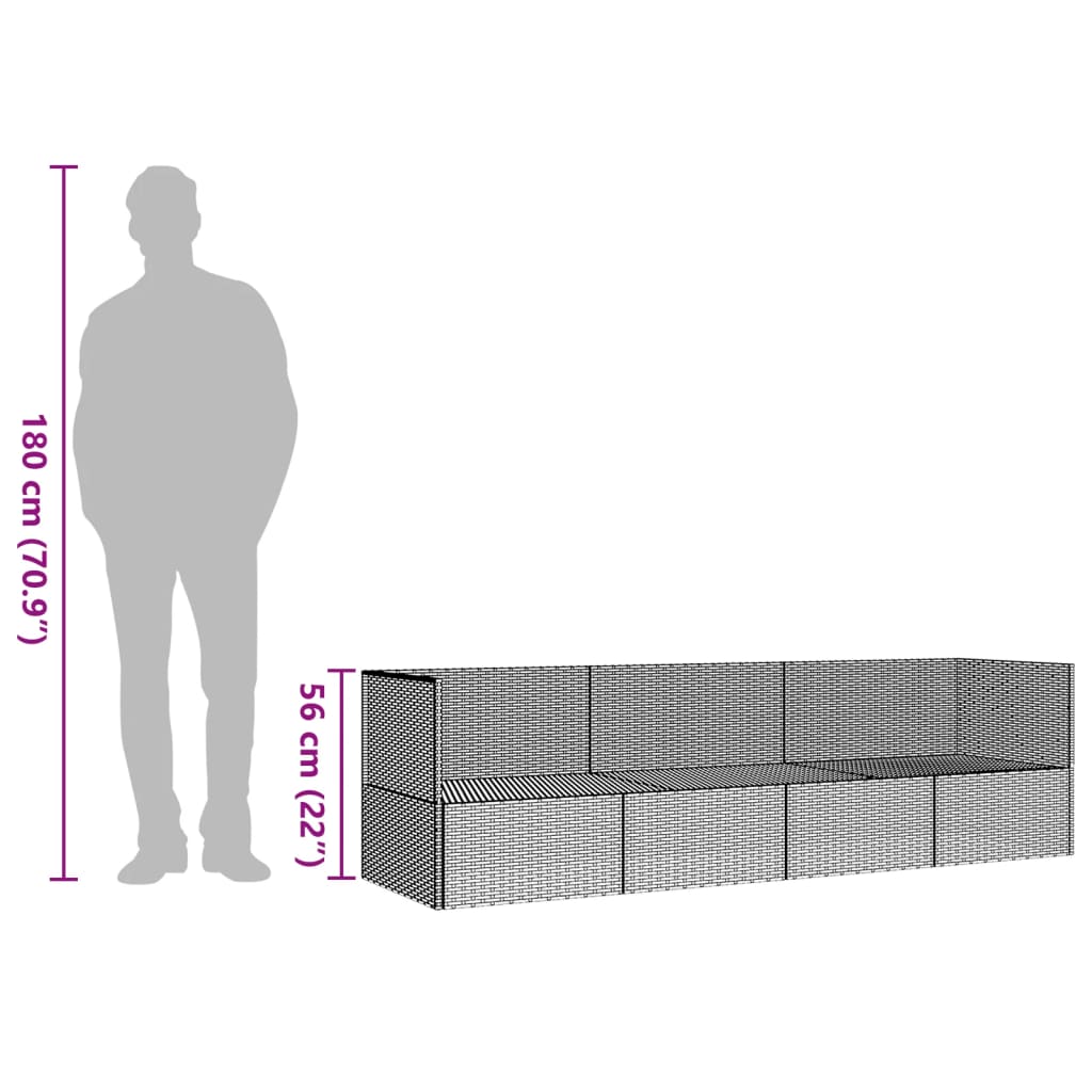 Outdoor-Loungebett mit Kissen Grau Poly Rattan