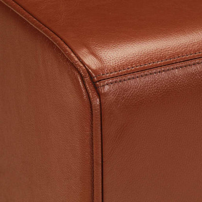 Sitzbank Turnbock Braun 110 cm Echtleder und Massivholz Mango