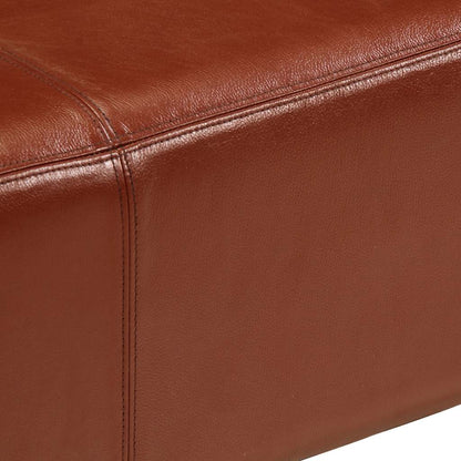 Sitzbank Turnbock Braun 110 cm Echtleder und Massivholz Mango