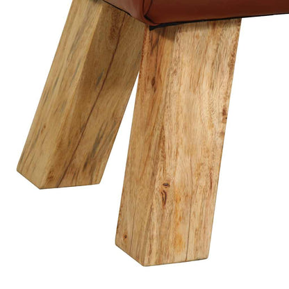 Sitzbank Turnbock Braun 110 cm Echtleder und Massivholz Mango