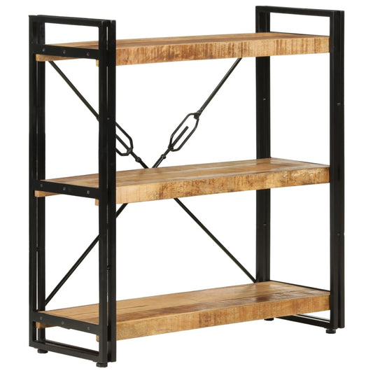 Bibliothèque 3 compartiments 77x30x80 cm en bois de manguier massif et fer