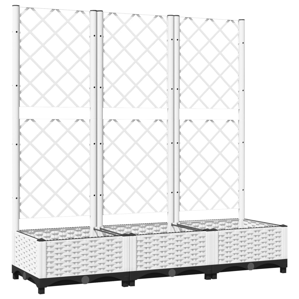 Garten-Pflanzgefäß mit Spalier Weiß 120 x 40 x 121,5 cm PP
