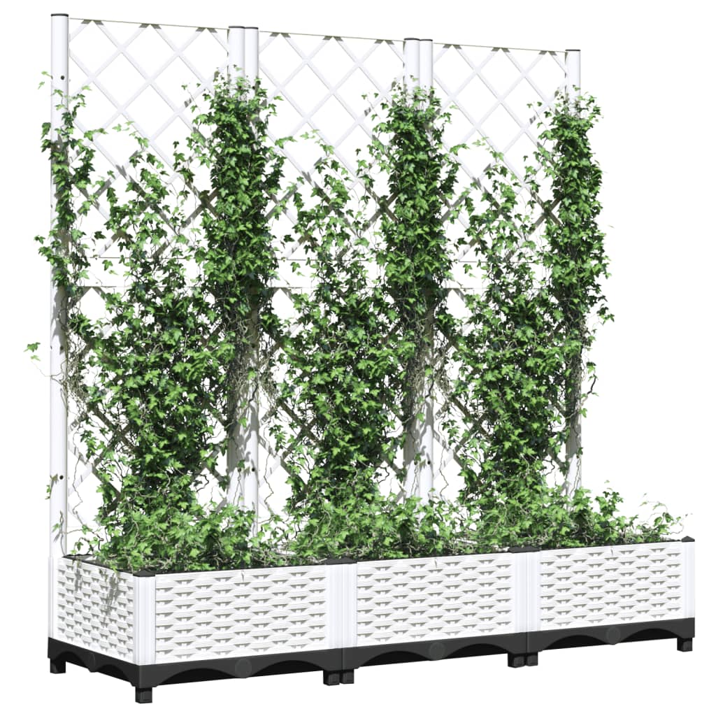 Garten-Pflanzgefäß mit Spalier Weiß 120 x 40 x 121,5 cm PP