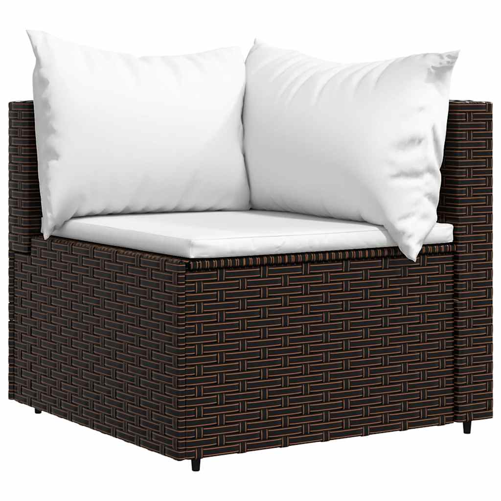 Garten-Ecksofa mit Kissen Braun Poly Rattan