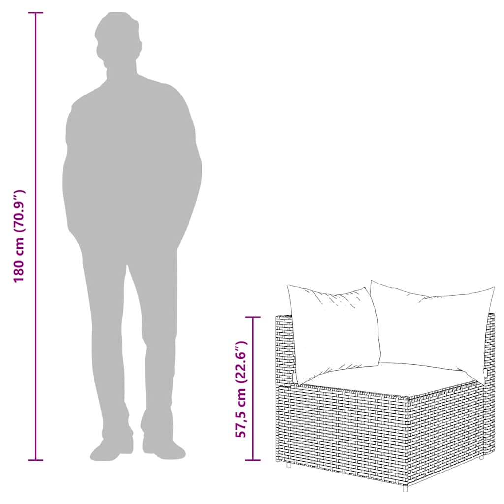 Garten-Ecksofa mit Kissen Braun Poly Rattan