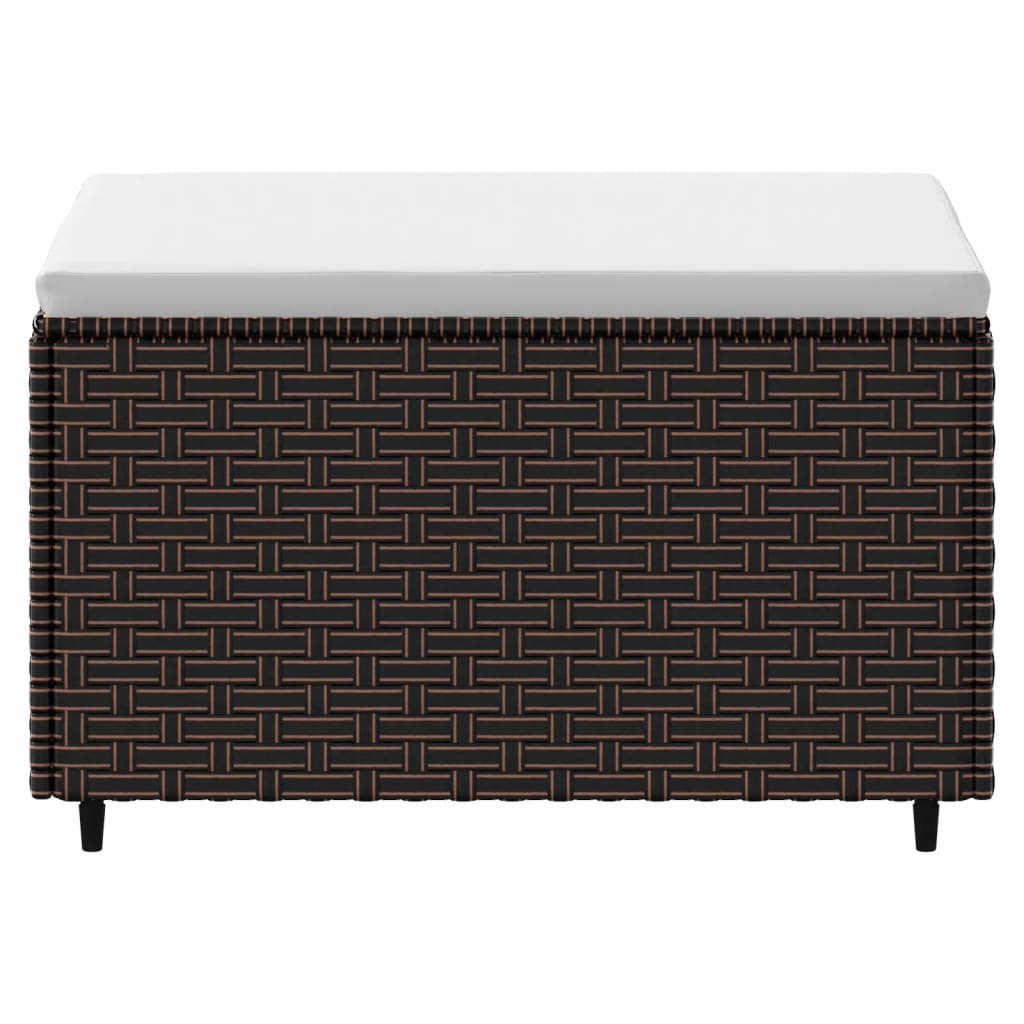 Gartenhocker mit Kissen Braun Poly Rattan