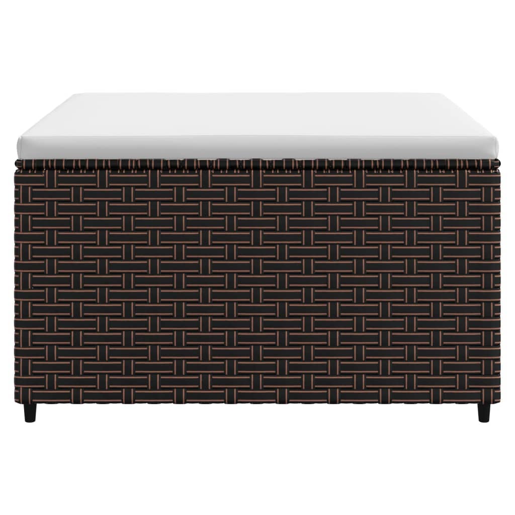 Gartenhocker mit Kissen Braun Poly Rattan