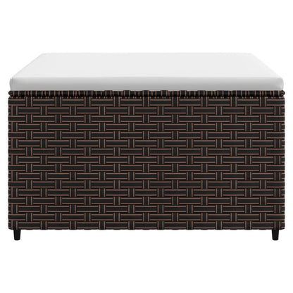 Gartenhocker mit Kissen Braun Poly Rattan