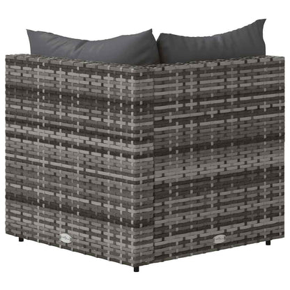 Garten-Ecksofa mit Kissen Grau Poly Rattan