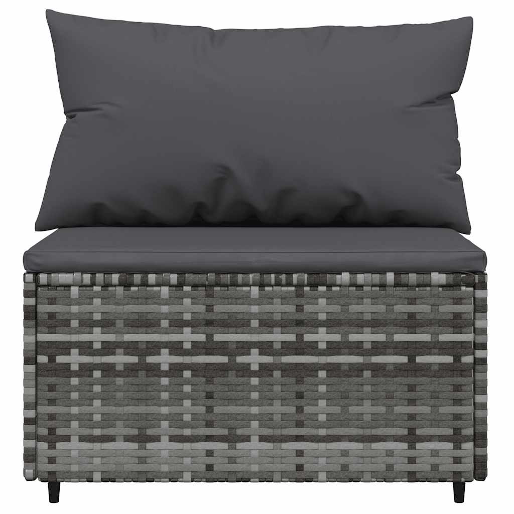 4-tlg. Garten-Lounge-Set mit Kissen Grau Poly Rattan
