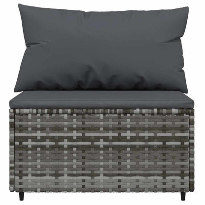 Garten-Mittelsofas mit Kissen 2 Stk. Grau Poly Rattan