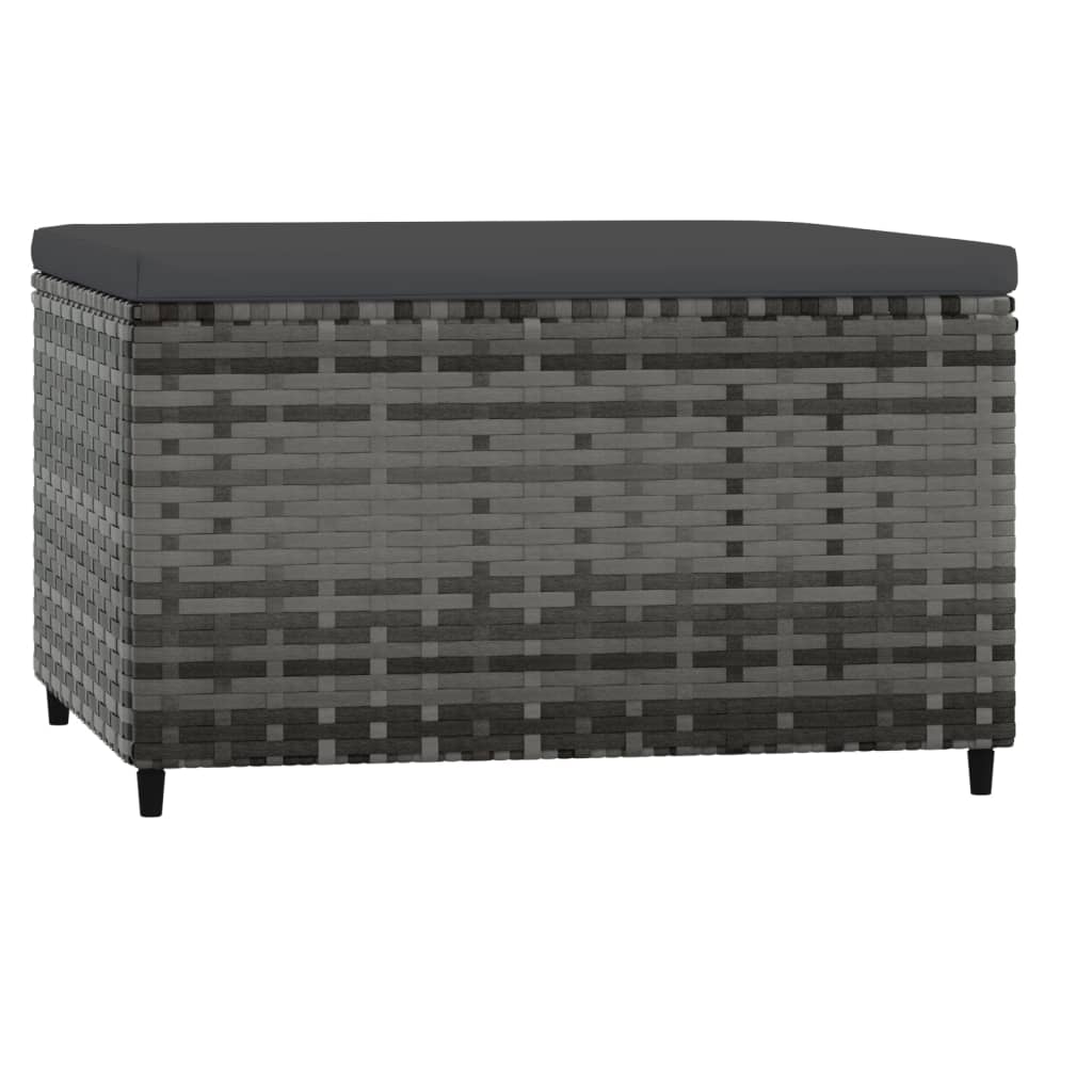Gartenhocker mit Kissen Grau Poly Rattan